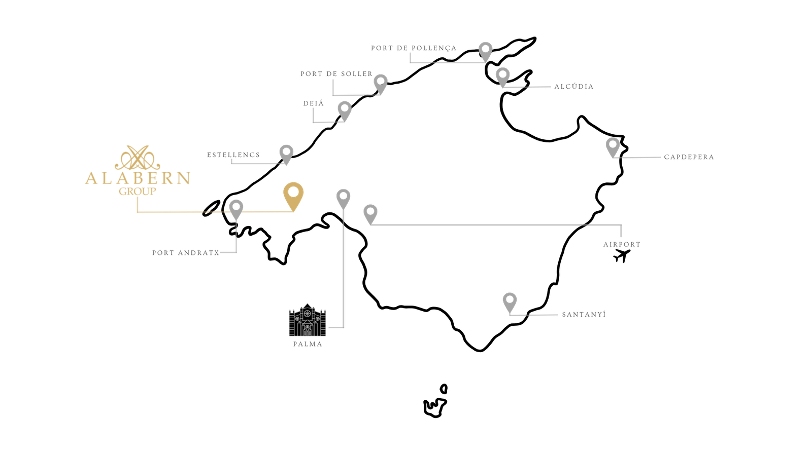 Alabern Group office location map, Calvià, Mallorca